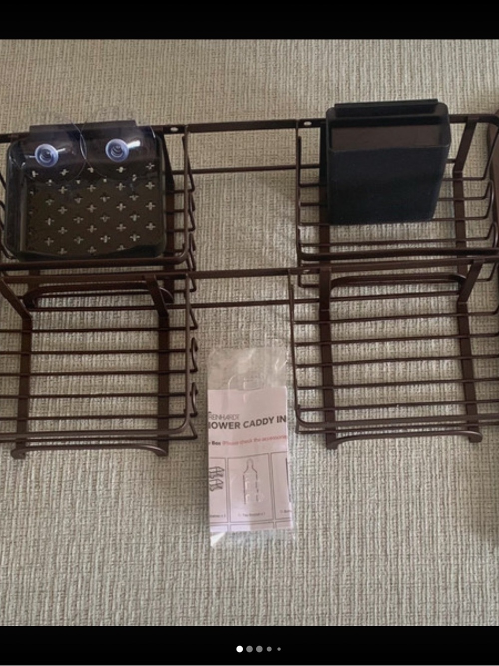 REINHARDT Adjustable Shower Caddy 4 Basket Handheld Shower Organizer Brown